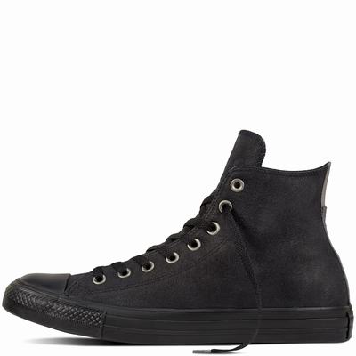 Converse Chuck Taylor All Star Leather High Tops Mens - Black/Black/Black Shoes (408YLURD)